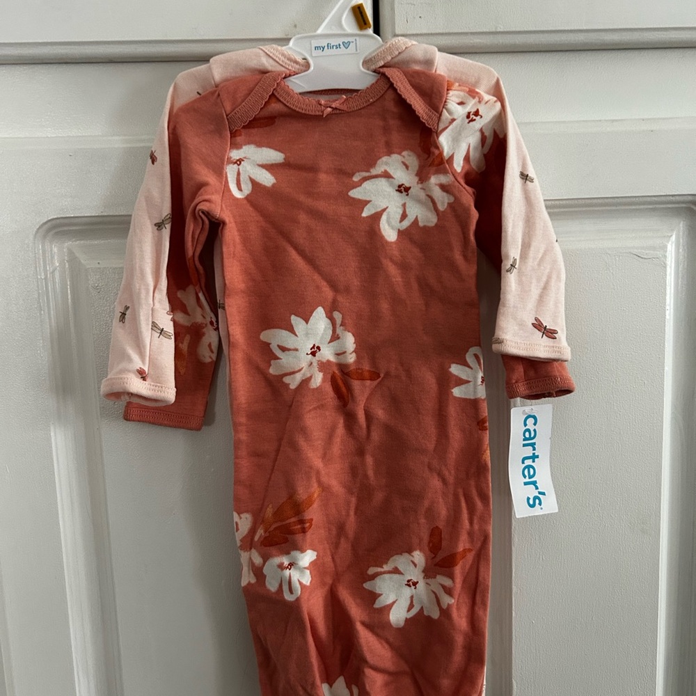 Carter's Rust and Pink Floral Baby Gown